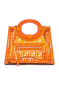 Fendi Mini Runaway Shopping Logo Tote In Orange