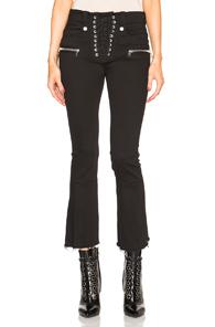 Unravel Lace Up Flare Crop In Black