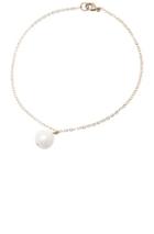 Erth 14k Gold Pearl Drop Anklet With Diamond In Metallics