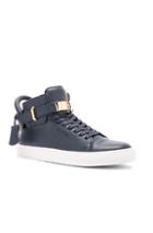Buscemi 100mm High Top Pebbled Leather Sneakers In Blue