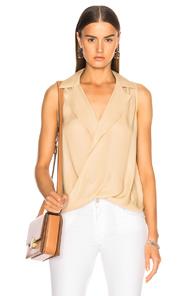 L'agence Freja Draped Blouse In Neutrals