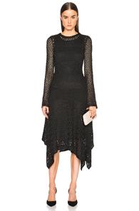 Proenza Schouler Open Stitch Handkerchief Hem Dress In Black