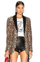 R13 Shawl Lapel Tuxedo Blazer In Animal Print,brown