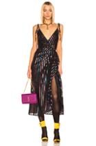 Attico Lurex Striped Slip Dress In Black,stripes,metallic