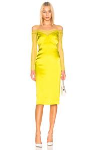 Cushnie Lace Underlay Pencil Dress In Green