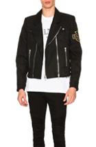 Balmain Denim Biker Jacket In Black