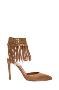 Valentino Fringe 100mm Leather Pumps In Brown
