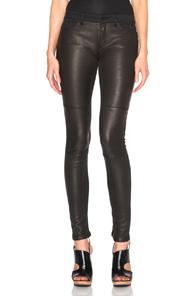 Superfine Flash Friend Leather Jeans In Black