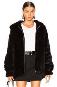 Helmut Lang Oversized Faux Mink Fur Bomber Jacket In Black