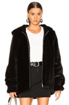 Helmut Lang Oversized Faux Mink Fur Bomber Jacket In Black