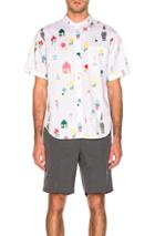 Thom Browne Button Down Gnome Print Polo In Novelty,white