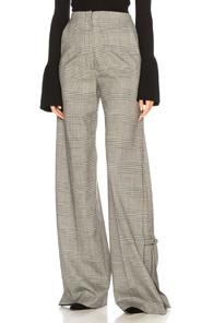Proenza Schouler Plaid Wool Wide Leg Trousers In Black,plaid