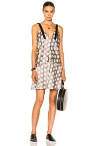 Calvin Klein Collection Knox Multi Print Crew Neck Dress In Gray,metallics,neutrals,polka Dots