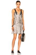 Calvin Klein Collection Knox Multi Print Crew Neck Dress In Gray,metallics,neutrals,polka Dots