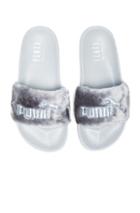 Fenty By Puma Leadcat Faux Fur Slide Sandals In Gray