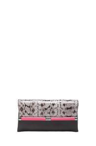 Diane Von Furstenberg Envelope Snake Clutch In Animal Print,black