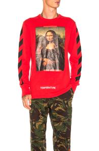 Off-white Diagonal Monalisa Long Sleeve Tee In Red