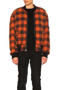 R13 Double Plaid Flight Jacket In Red
