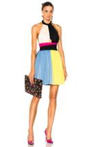 Fausto Puglisi Color Block Short Halter Top Tulle Dress In Black,blue,yellow