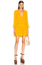 Saint Laurent Long Sleeve Mini Dress In Yellow
