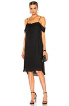 T By Alexander Wang Silk Pleated Off The Shoulder Dress In Black