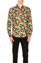 Naked & Famous Denim Flower Festival Shirt In Black,floral,green,red