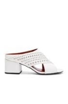 3.1 Phillip Lim Crisscross Leather Cube Open Toe Slip Ons In White