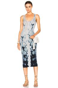 Enza Costa Rib Tank Dress In Blue,gray,ombre & Tie Dye