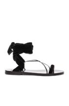Valentino Flat Velour Ankle Tie Sandals In Black