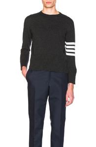 Thom Browne Classic Cashmere Crewneck Sweater In Gray
