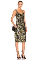 Nili Lotan Mid Cami Dress With Velvet Straps In Abstract,green