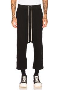 Drkshdw By Rick Owens Drawstring Cropped Trouser In Black