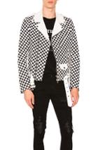 Amiri Check Denim Biker Jacket In Black,white,checkered & Plaid