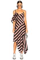 Marques ' Almeida Asymmetric Frill Dress In Black,stripes,pink