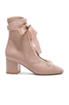 Valentino Leather Ballet Booties In Neutrals