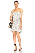 Isa Arfen Full Ruffle Mini Dress In Checkered & Plaid,white