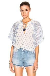 Sea Border Print Tassel Top In White,blue,floral