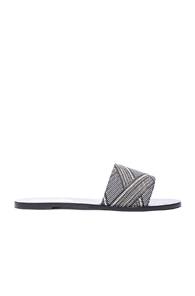 Avec Moderation Puntini Open Sandals In Black,checkered & Plaid,white
