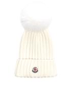 Moncler Berretto Beanie With Fox Fur Pom In Neutral