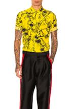Haider Ackermann Short Sleeve Shirt In Yellow,floral,abstract