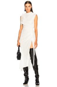 Monse Velvet Drawstring Dress In White