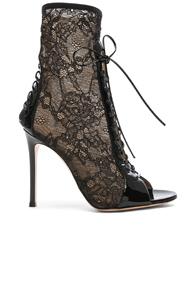 Gianvito Rossi Lurex & Patent Loulou Lace Up Ankle Boots In Black