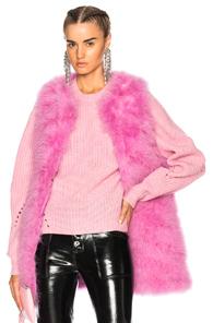 Msgm Ostrich Feather Coat In Pink
