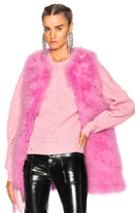 Msgm Ostrich Feather Coat In Pink