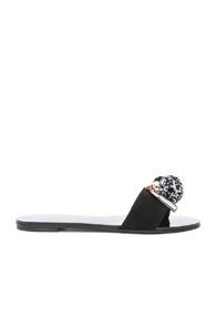 Sophia Webster Suede Jada Pom Pom Slides In Black