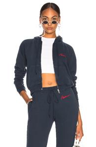 Re/done Chain Stitch Zip Hoodie In Blue