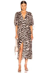 Zimmermann Juniper Shirred Waist Dress In Animal Print,neutral