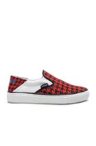 Vetements Canvas Checkerboard Slip On Sneakers In Red,checkered & Plaid