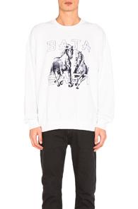 Baja East Horses Fleece Sweatshirt In White
