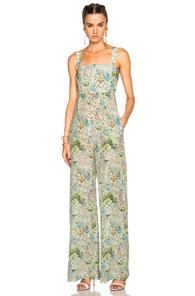 Valentino Sleeveless Jumpsuit In Green,floral